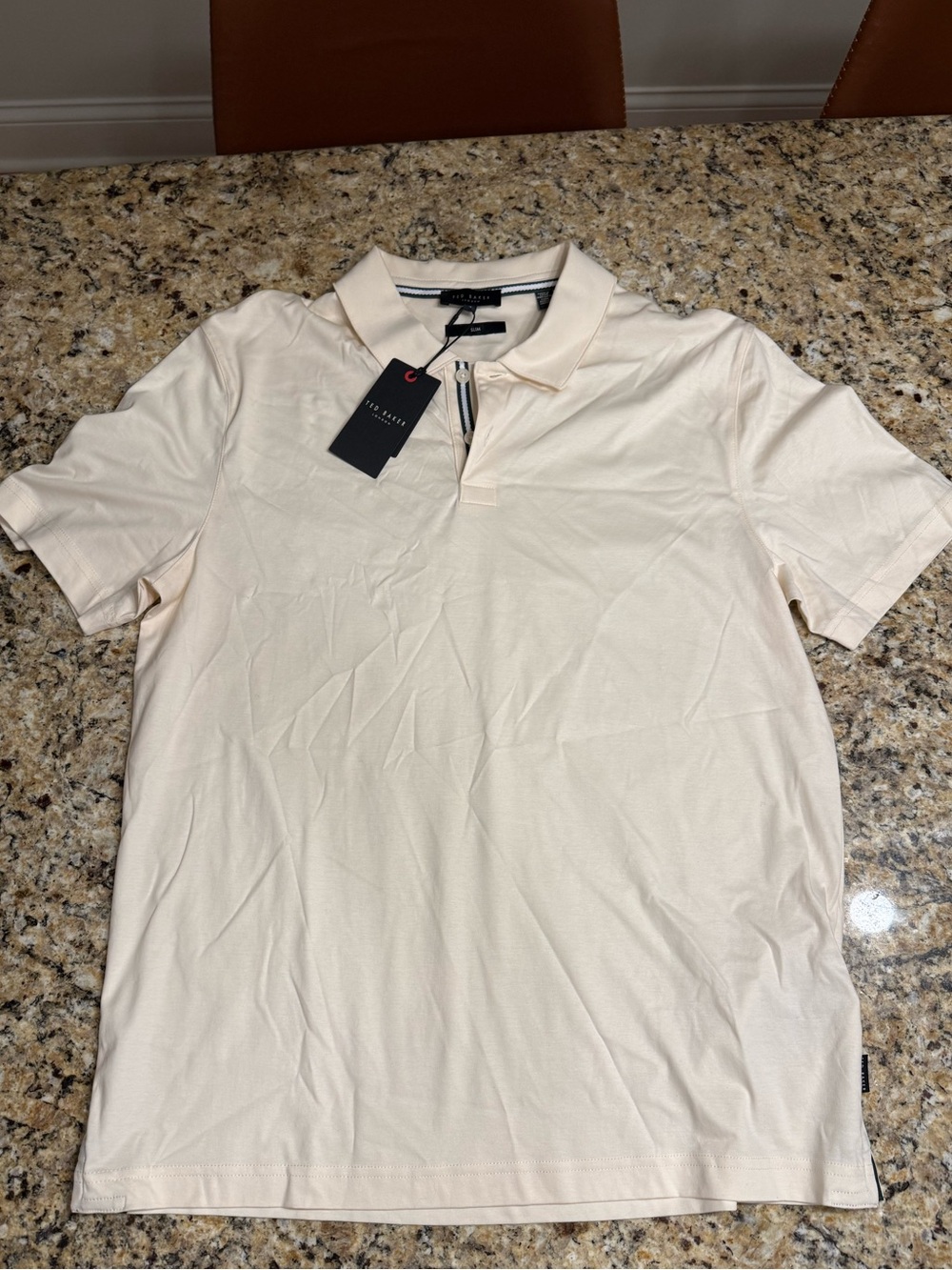 NWT Men’s Ted Baker Zeiter Slim Fit Soft Touch Polo Ecru Color size 4